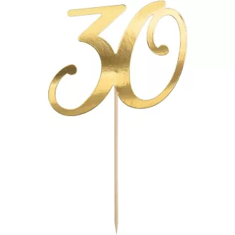   PartyDeco 30-as Tortadísz 20,5 cm Születésnapi Évfordulós Tortadekoráció