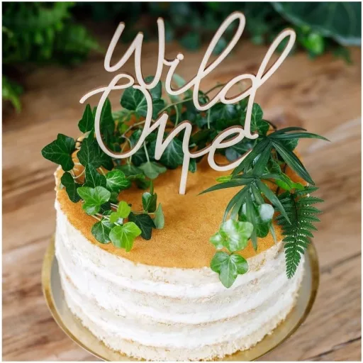 PartyDeco Wooden Cake Topper 22 cm - 1 Éves Születésnapi Tortadísz Fa Dekoráció