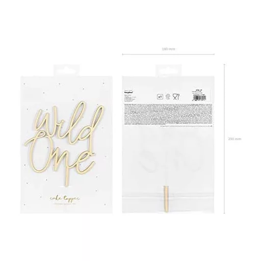 PartyDeco Wooden Cake Topper 22 cm - 1 Éves Születésnapi Tortadísz Fa Dekoráció