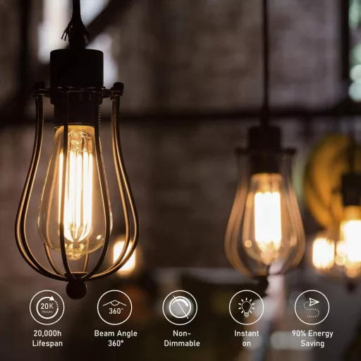 Blewandy E27 Vintage Edison LED izzó 6W meleg fehér 2700K retro 3db