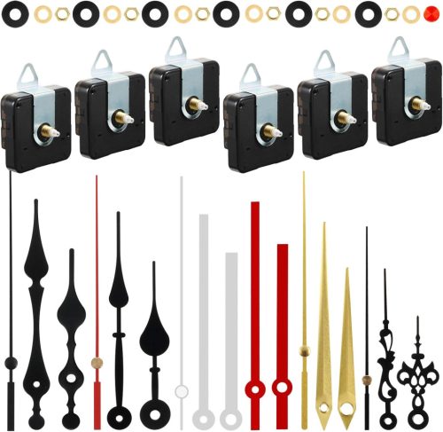 Set Mecanisme Ceas - 6 buc. Mecanism Quartz cu Diverse Ace, pentru Confecționare Ceasuri de Perete, Funcționare Silențioasă, Lungime Ax 13 mm
