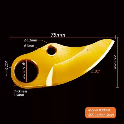 Lamă BAIDELE SK5 din oțel carbon, 3 cm, pentru foarfece de grădinărit model 830B, cu tăiș drept, piesă de schimb pentru scule de grădină.