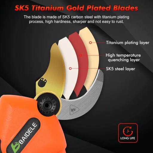 Lamă BAIDELE SK5 din oțel carbon, 3 cm, pentru foarfece de grădinărit model 830B, cu tăiș drept, piesă de schimb pentru scule de grădină.