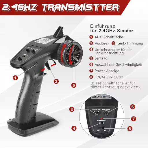 HAIBOXING 1:16 Monster Truck cu telecomandă - 36 km/h Mașină RC Waterproof Off-Road, Jucărie pentru Copii și Adulți, Control 2.4 GHz, Rază de Acțiune 85 metri