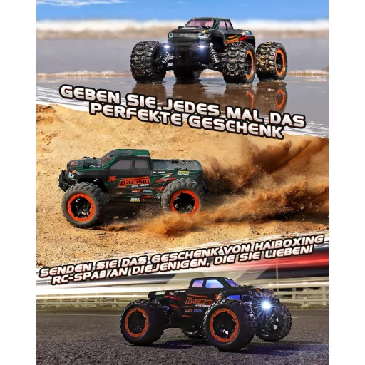 HAIBOXING 1:16 Monster Truck cu telecomandă - 36 km/h Mașină RC Waterproof Off-Road, Jucărie pentru Copii și Adulți, Control 2.4 GHz, Rază de Acțiune 85 metri