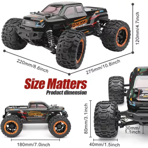 HAIBOXING 1:16 Monster Truck cu telecomandă - 36 km/h Mașină RC Waterproof Off-Road, Jucărie pentru Copii și Adulți, Control 2.4 GHz, Rază de Acțiune 85 metri