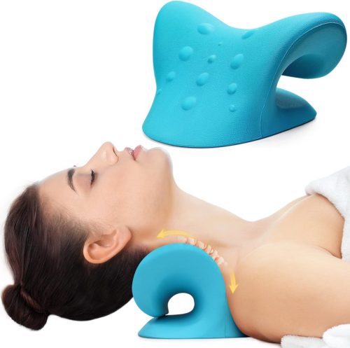 Perna Relaxantă pentru Gât și Umeri Cozyhealth - Dispozitiv de Întindere pentru Ameliorarea Durerilor Cervicale, Masaj Spinal, Suport Chiropractic, Albastră