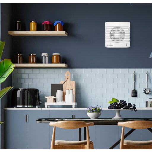 Airope 100 mm Páraérzékelős Ventilátor Visszacsapó Szeleppel, Szúnyoghálóval, 7W, Csendes Fürdőszoba Konyha Wc Szellőztetéshez