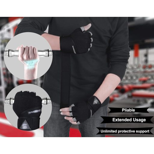 Mănuși de fitness SAWANS cu suport căptușit pentru încheietură, pentru bărbați și femei