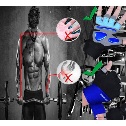 Mănuși de fitness SAWANS cu suport căptușit pentru încheietură, pentru bărbați și femei