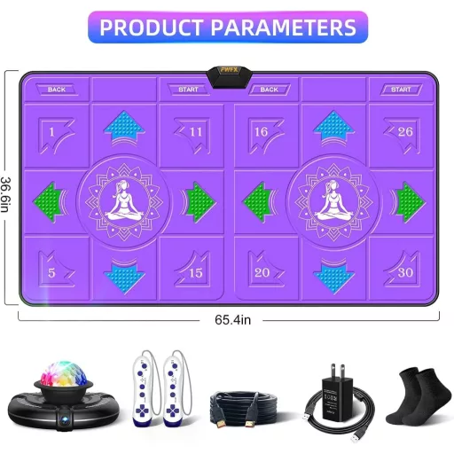 Covor de dans wireless FWFX pentru TV - Joc muzical interactiv pentru copii și adulți, cu 86 de melodii de dans, peste 80 de jocuri și lumini disco.
