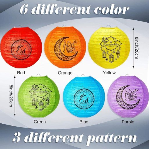 Bajram Šerif Mubarek Olsun Šareni Papirnati Lampioni Set - 6 kom Okrugli Ukrasi