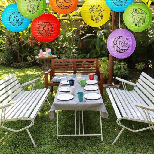 Bajram Šerif Mubarek Olsun Šareni Papirnati Lampioni Set - 6 kom Okrugli Ukrasi