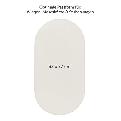 Laleni 2 db-os ovális babakocsibetét, elefántcsont, 38x77 cm, légáteresztő pamut