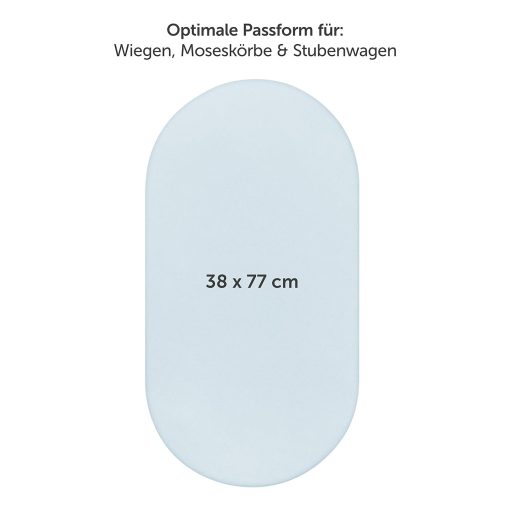 Laleni 2 db-os ovális babakocsibetét, világoskék, 38x77 cm, légáteresztő pamut