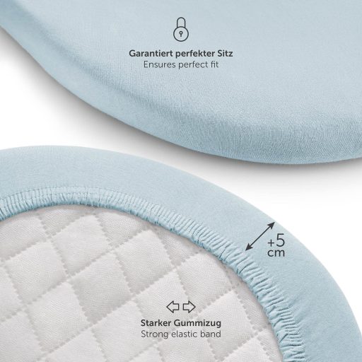 Laleni 2 db-os ovális babakocsibetét, világoskék, 38x77 cm, légáteresztő pamut