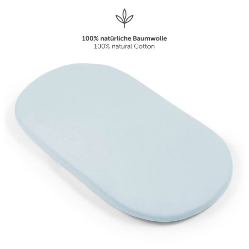 Laleni 2 db-os ovális babakocsibetét, világoskék, 38x77 cm, légáteresztő pamut