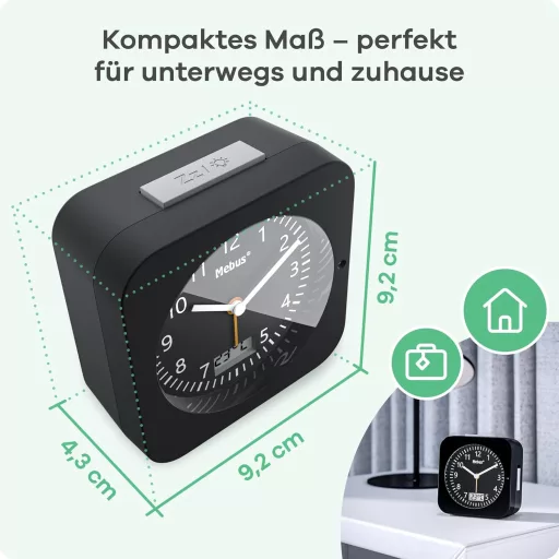 Mebus 25609 Rádiós Ébresztőóra Hőmérővel, Dátumkijelzéssel és Hátlámpa Funkcióval - Single, Black
