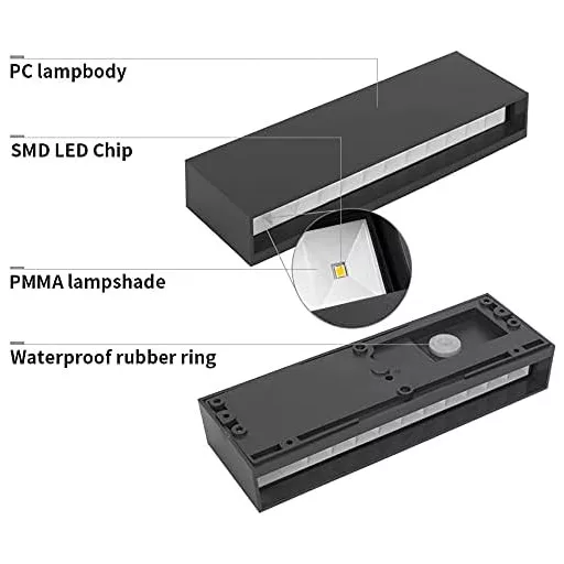 DAWALIGHT Set 2 lămpi de perete LED de exterior, 6W, IP65 rezistent la apă, alb cald 3000K