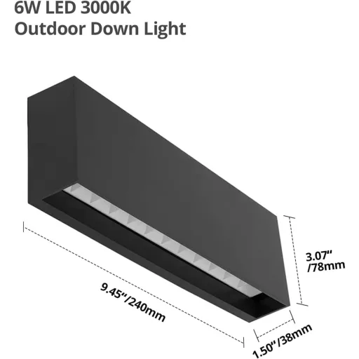 DAWALIGHT Set 2 lămpi de perete LED de exterior, 6W, IP65 rezistent la apă, alb cald 3000K