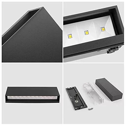 DAWALIGHT Set 2 lămpi de perete LED de exterior, 6W, IP65 rezistent la apă, alb cald 3000K