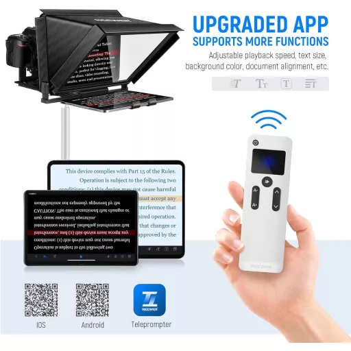 NEEWER X12 Aluminium Teleprompter Távirányítóval és App Vezérléssel, Tablet és Okostelefon Kompatibilis