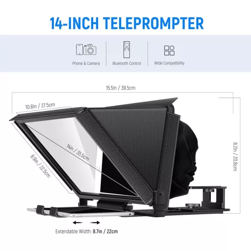 NEEWER X12 Aluminium Teleprompter Távirányítóval és App Vezérléssel, Tablet és Okostelefon Kompatibilis