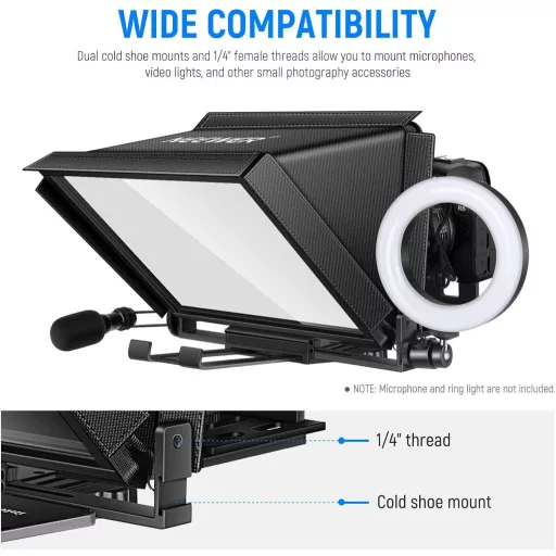 NEEWER X12 Aluminium Teleprompter Távirányítóval és App Vezérléssel, Tablet és Okostelefon Kompatibilis