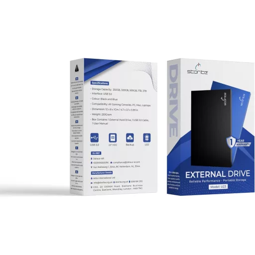 Hard disk extern Storite 1TB USB 3.0 pentru PC, Mac, Laptop, Windows, Gaming, Backup