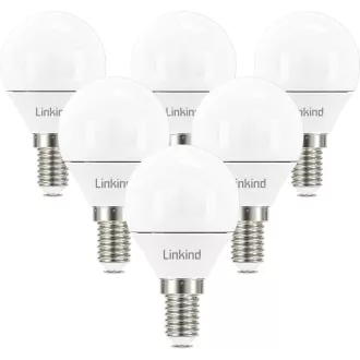   Linkind E14 LED Golf P45/G45 Izzó 4.9W, 500 Lumen, 5000K Nappali Fehér, 40W Helyettesítő, Energiatakarékos Csepp Forma, 6 Darabos Csomag