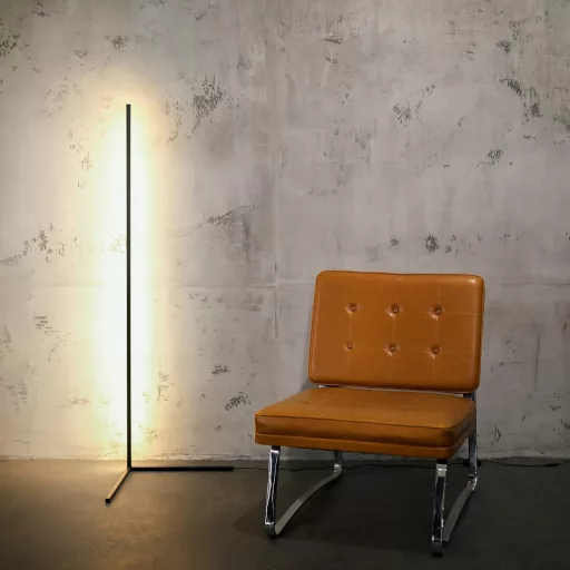 LYCKLY Lampadar LED Minimalist de Lux - Negru - Lampă de Colț cu Intensitate Reglabilă, de Culoare Neagră - Stâlp Luminos cu Lumină Caldă pentru Utilizare în Interior