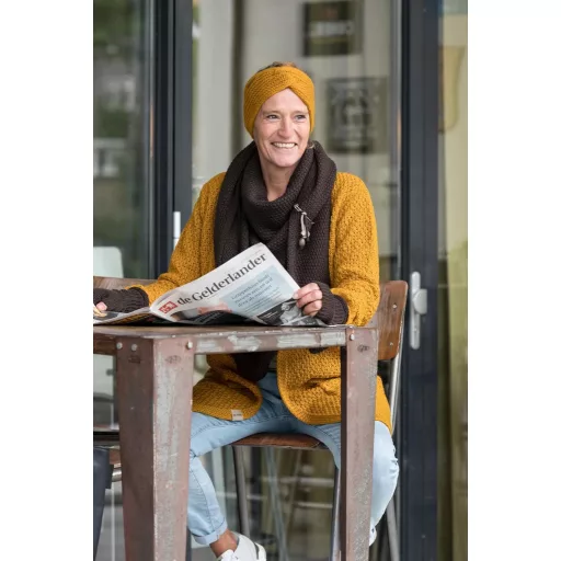 Pletená čelenka Knit Factory Joy Dámsky ohrievač uší vlnený Stone Green