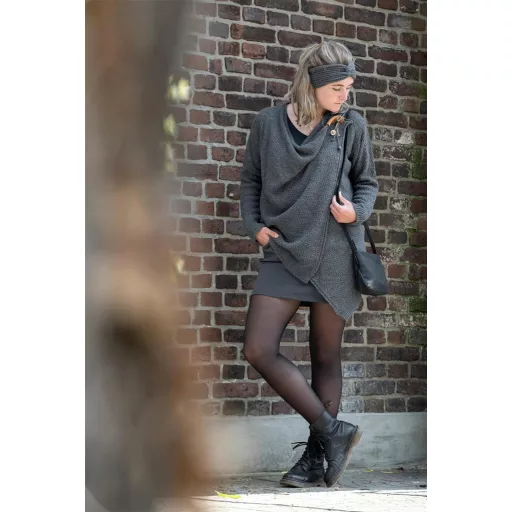 Pletená čelenka Knit Factory Joy Dámsky ohrievač uší vlnený Stone Green