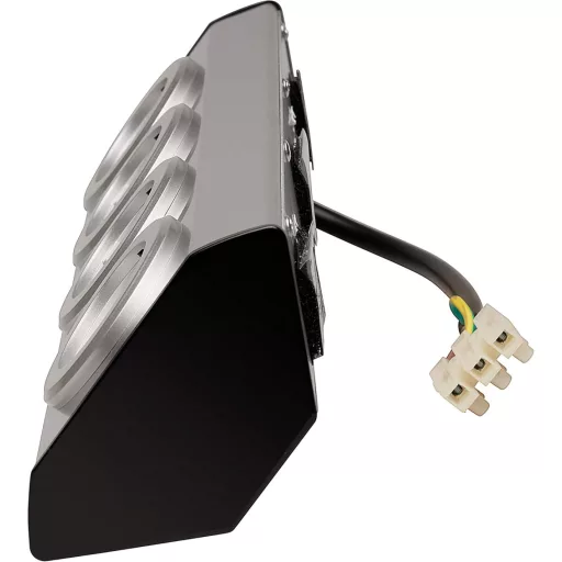 Vorex Conector Unghiular din Oțel Inoxidabil - 4 Prize Schuko cu USB, Argintiu, Autoadeziv, Montare la 45°, Pentru Blat de Bucătărie-Birou, 3600W, 230V