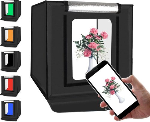 PULUZ Fotó Stúdió Fénydoboz 60x60x60 cm - Összecsukható Fotósátor 120 LED Világítással, 6 Háttérrel, Többszögű Fotózáshoz