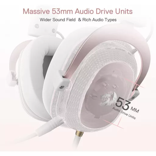 Redragon H510 Zeus 7.1 Surround Gaming Headset Pink-White PC/PS4/Xbox