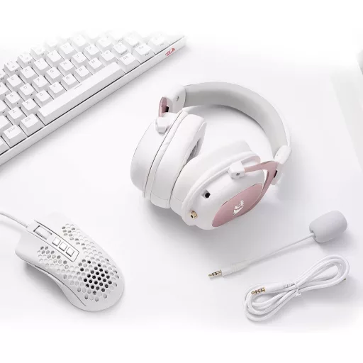 Herné slúchadlá Redragon H510 Zeus 7.1 Surround ružovo-biele pre PC/PS4/Xbox