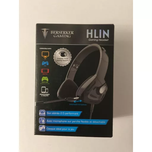 BERSERKER HLIN Gaming Headset Ezüst/Fekete 3.5mm Jack USB PS5 Xbox One Switch Kompatibilis