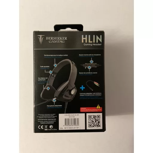 BERSERKER HLIN Gaming Headset Ezüst/Fekete 3.5mm Jack USB PS5 Xbox One Switch Kompatibilis