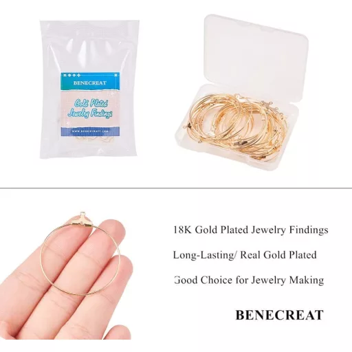 BENECREAT 18K placat cu aur, cârlige franțuzești pentru cercei, pentru confecționarea de bijuterii