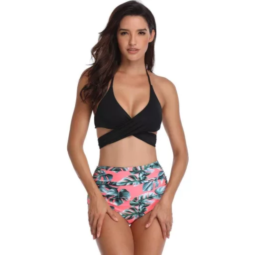 NC Sexy Tankini Bikini s vysokým pásom a halter topom, veľkosť XL