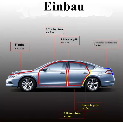 Garnitură etanșare ușă Tuokay 10m EPDM - 12x14mm bandă izolatoare în formă de D pentru uși auto, capotă motor, portbagaj - Bandă etanșare fonoizolantă A