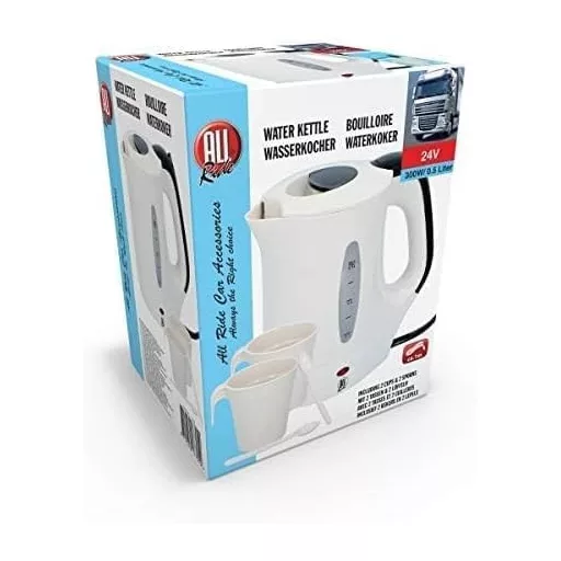 All Ride 24V Elektromos Vízforraló Teherautóhoz 0,5L Csészékkel és Kanálakkal