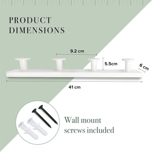 Kukicu fehér fali ruhaakasztó 4 kampóval - hallway, fürdőszoba, hálószoba, konyha