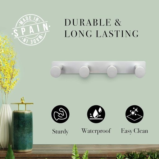 Kukicu fehér fali ruhaakasztó 4 kampóval - hallway, fürdőszoba, hálószoba, konyha