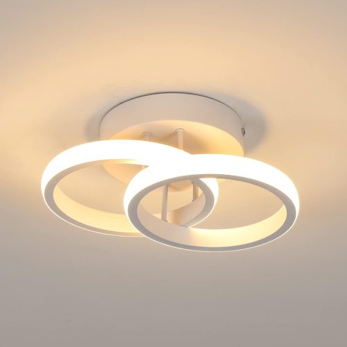 Goeco Modern Kerek LED Mennyezeti Lámpa, 22W, 3000K Meleg Fehér Fény, 2000lm, Szilikonborítás, Nappali, Háló, Konyha Világítás, Fehér