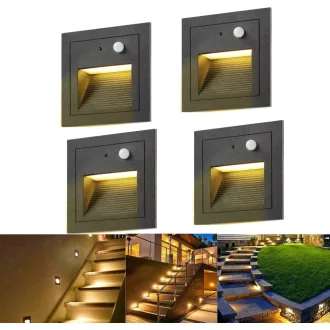   GEYUEYA Home LED lépcsővilágítás mozgásérzékelővel 4db meleg fehér IP65 230V
