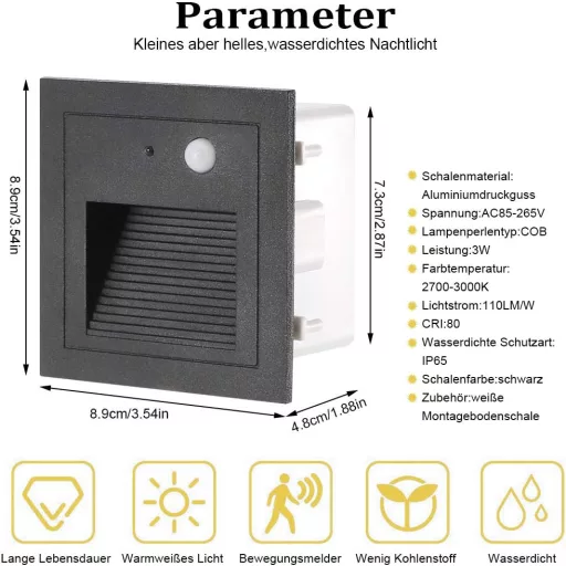 GEYUEYA Home LED lépcsővilágítás mozgásérzékelővel 4db meleg fehér IP65 230V