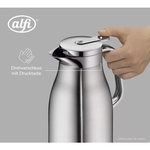 Termos Alfi Skyline 1,5L din oțel inoxidabil cu interior din sticlă, menținere la cald 12 ore - 1,5L, Oțel inoxidabil mat