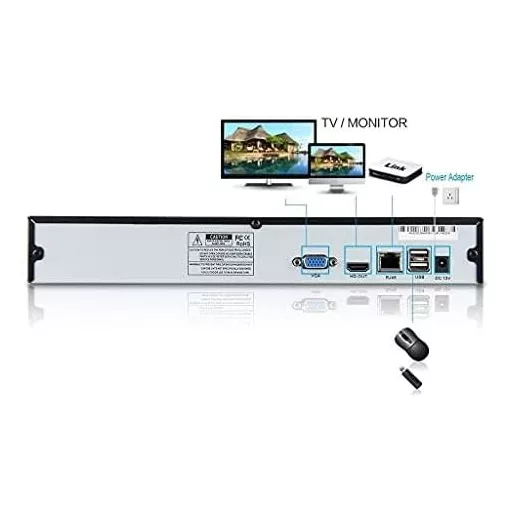 SECULINK 16-kanálový 4K/8MP Cloud NVR sieťový videorekordér, 3840x2160P, kompresia H.265, vzdialený prístup, detekcia pohybu, podpora 6TB úložiska